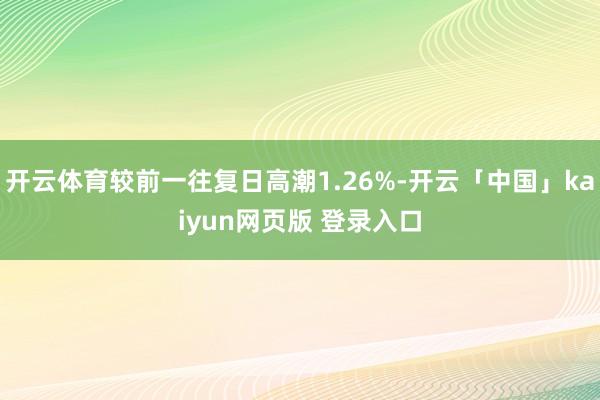 开云体育较前一往复日高潮1.26%-开云「中国」kaiyun网页版 登录入口